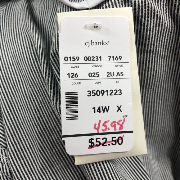 NWT CJ Banks Grey & White Striped Blazer Size 14W - Picture 7 of 7